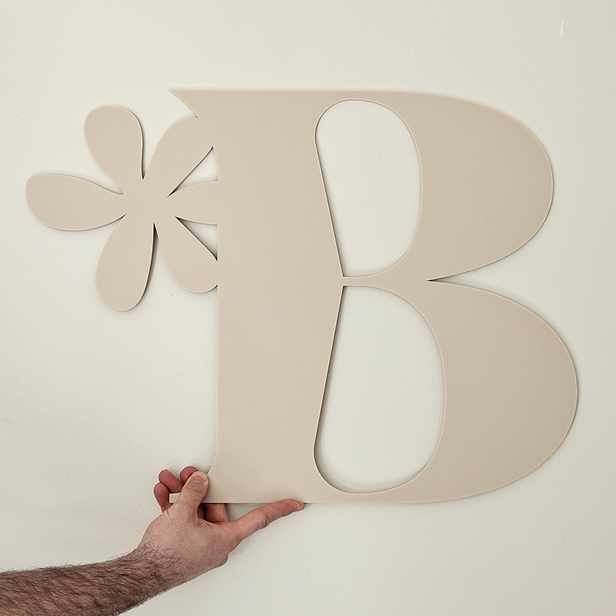 Beige Acrylic Letter B with Flower