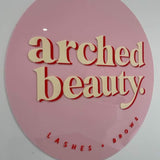 Round Business Signage (Gloss baby blush, cream & red)