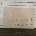 Rectangle Business Sign (Beige & Brushed Gold acrylic letters)