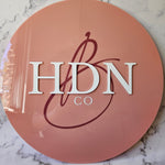 Round Business Sign - Pink Clay Acrylic (Gloss) with White Acrylic