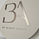 Round Acrylic Sign (Beige with Brushed Brown)