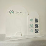 Double arch qr code sign in white