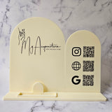 Double Arch Multi QR Code Sign (Cream Acrylic)