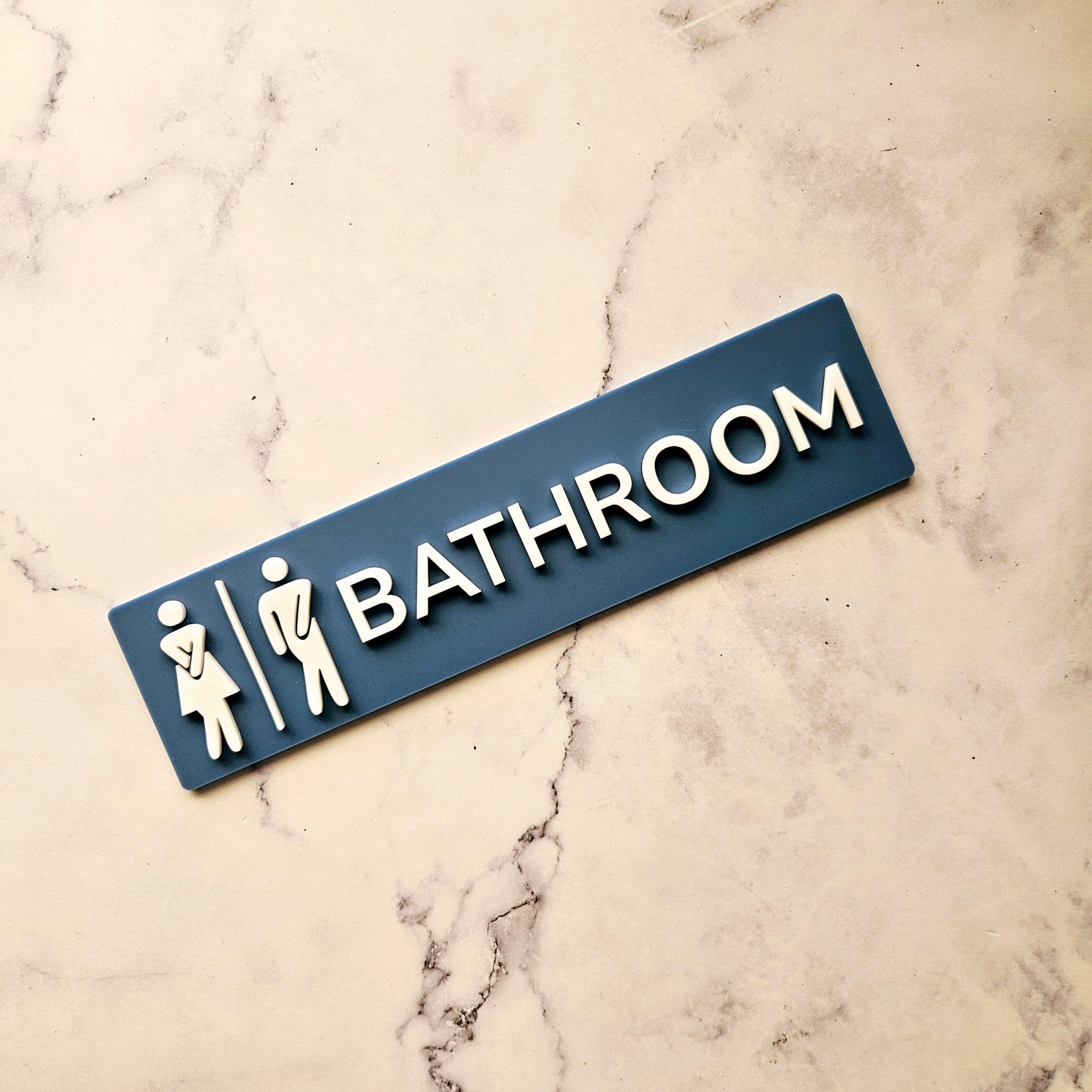 Ocean Acrylic Rectangle bathroom sign with White 3d letters