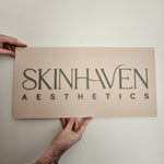 Rectangle Logo Signage (Beige with Olive 3D Acrylic Letters)