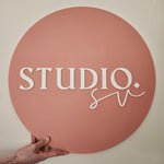 Round Business Signage (Pink Clay)