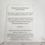 Custom signage for Pilates studio to turn off phone