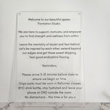 Custom signage for Pilates studio to turn off phone