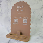 Arch QR Code Sign with Wavy Edges - Clay Acrylic and White Text