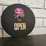 Open sign with 3D rose gold letters