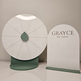 Prize Wheel with Logo (sage & white)