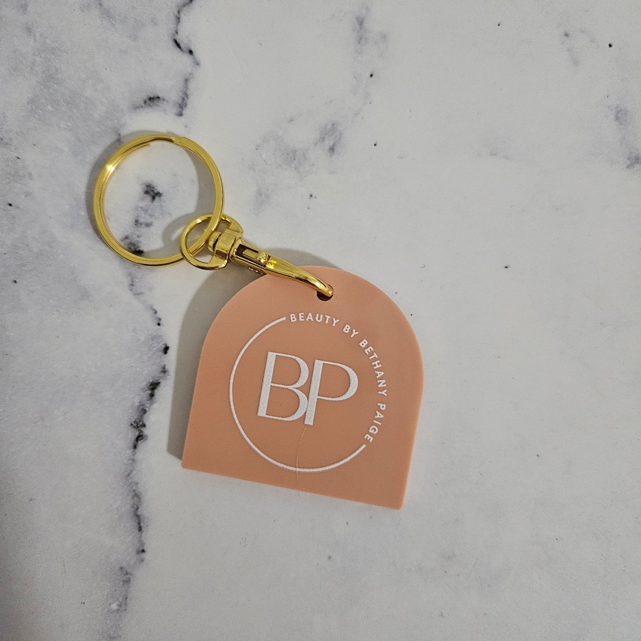 Arch shaped QR code keyring (Coral Peach)