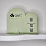 Double arch qr code sign in eucalyptus green