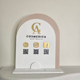 QR Code Sign (Gloss Almond & Gold accents)