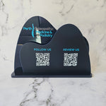 QR code sign with arch waves in navy blue acrylic