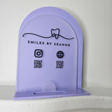 Arch QR Code sign (Frosted Acrylic & Gloss Lilac)