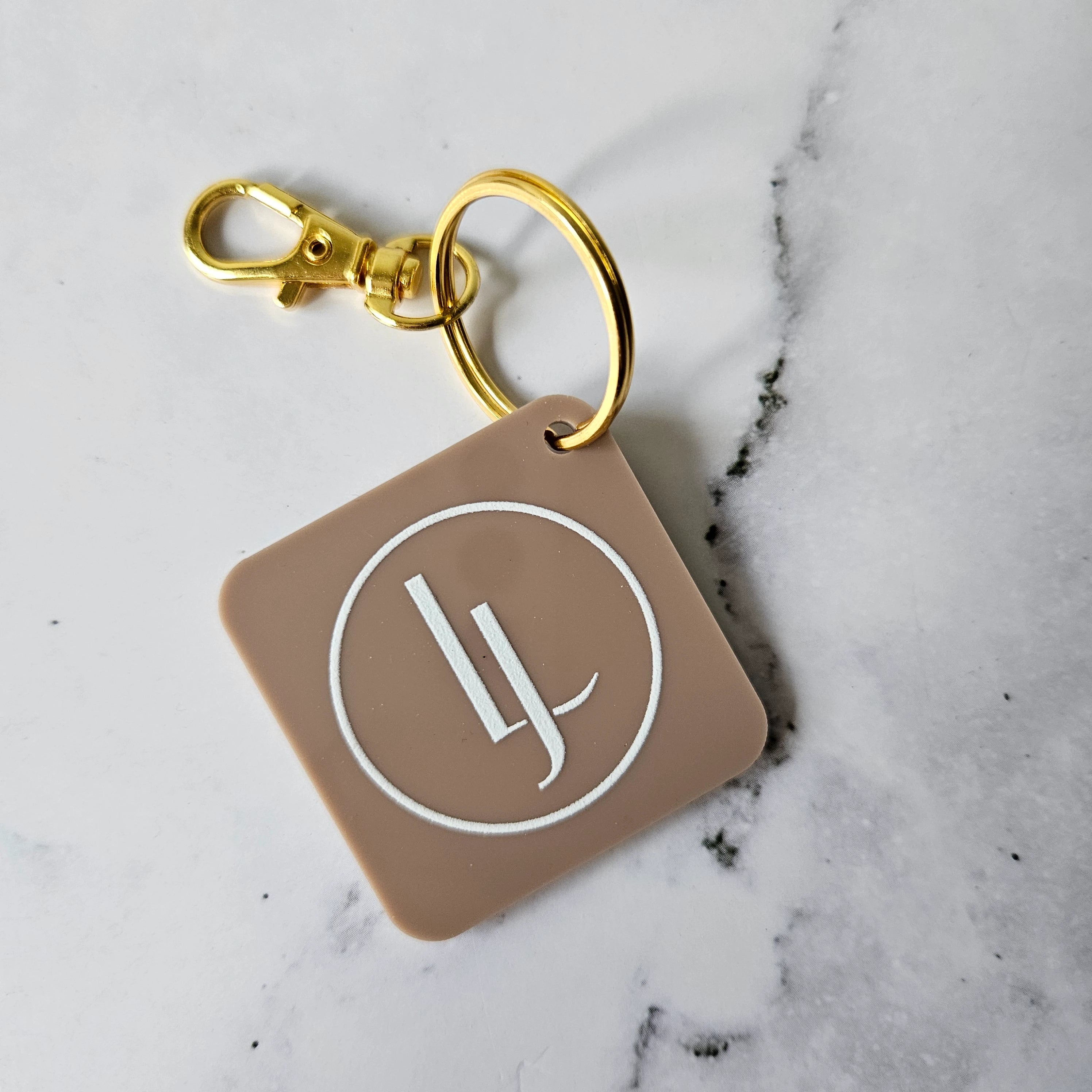 Square QR Code Keyring (taupe)