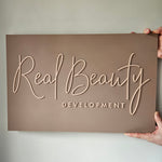 Rectangle Business Signage - Taupe & Soft Peach