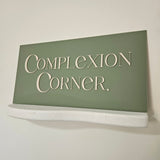 Rectangle business sign in olive with beige acrylic letters