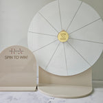 Prize Wheel / Spin The Wheel Custom Logo & Colours (beige, white & gold)