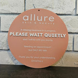 Do not disturb sign with Please Wait Quietly in 3D letters