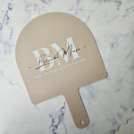 XL Arch Handheld Mirror in Almond Acrylic with Multi Colour Logo