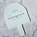 XL Arch Handheld Mirror in White Acrylic and UV Printed Logo