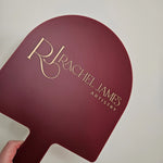 XL Arch Mirror in Cherry Acrylic with Gold Logo