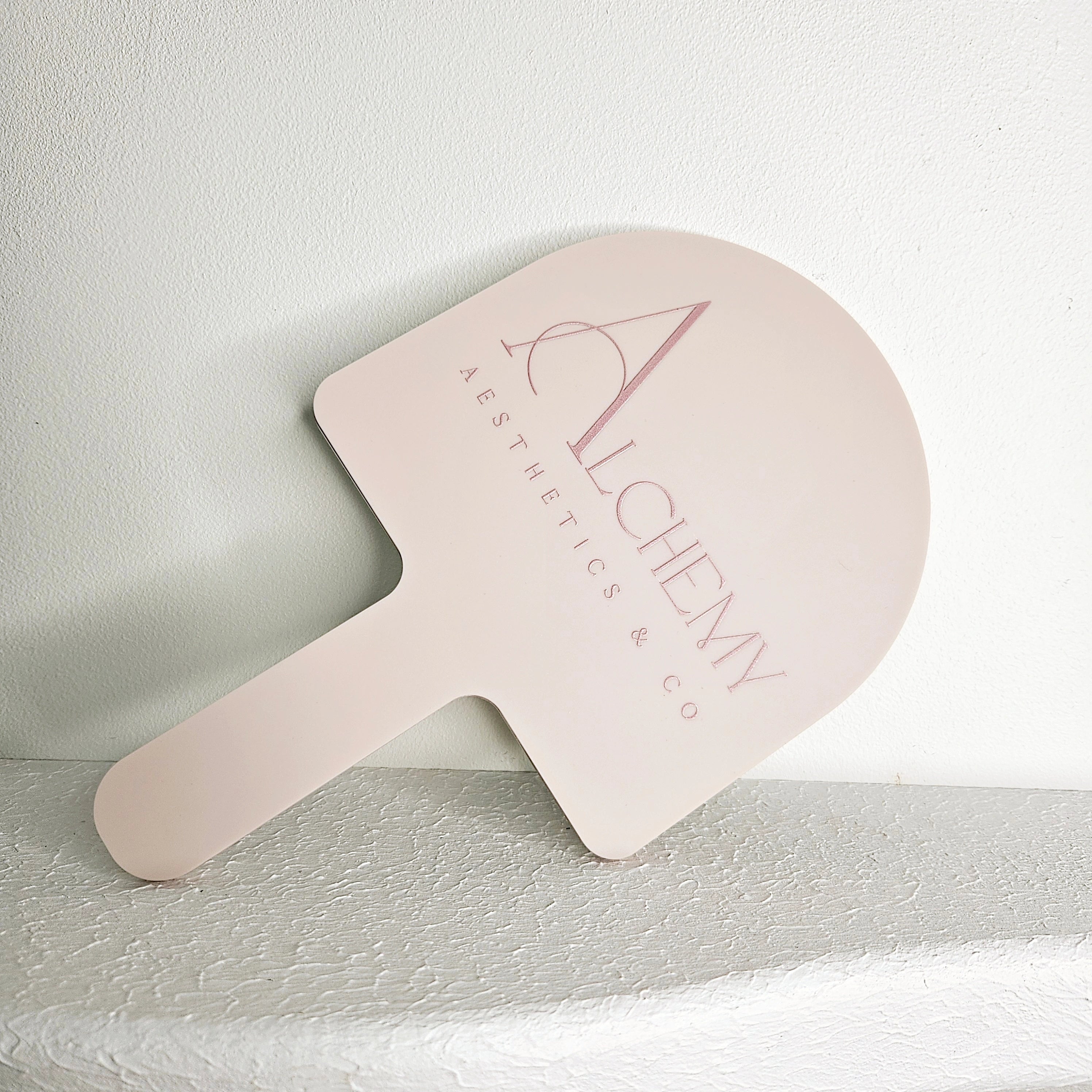 Almond Acrylic Arch Handheld Mirror