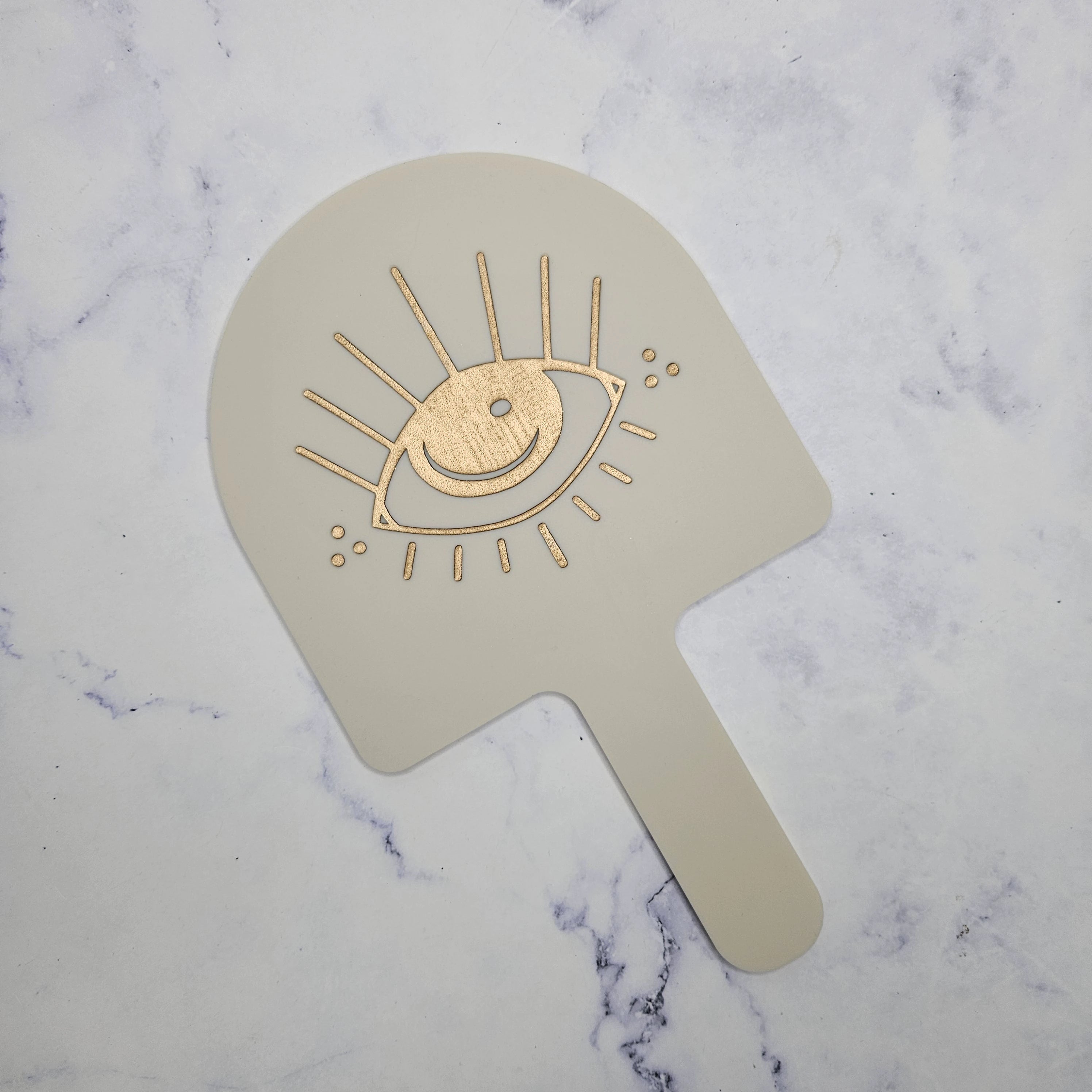 Beige Acrylic Arch Handheld Mirror