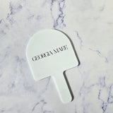 White Acrylic Arch Handheld Mirror