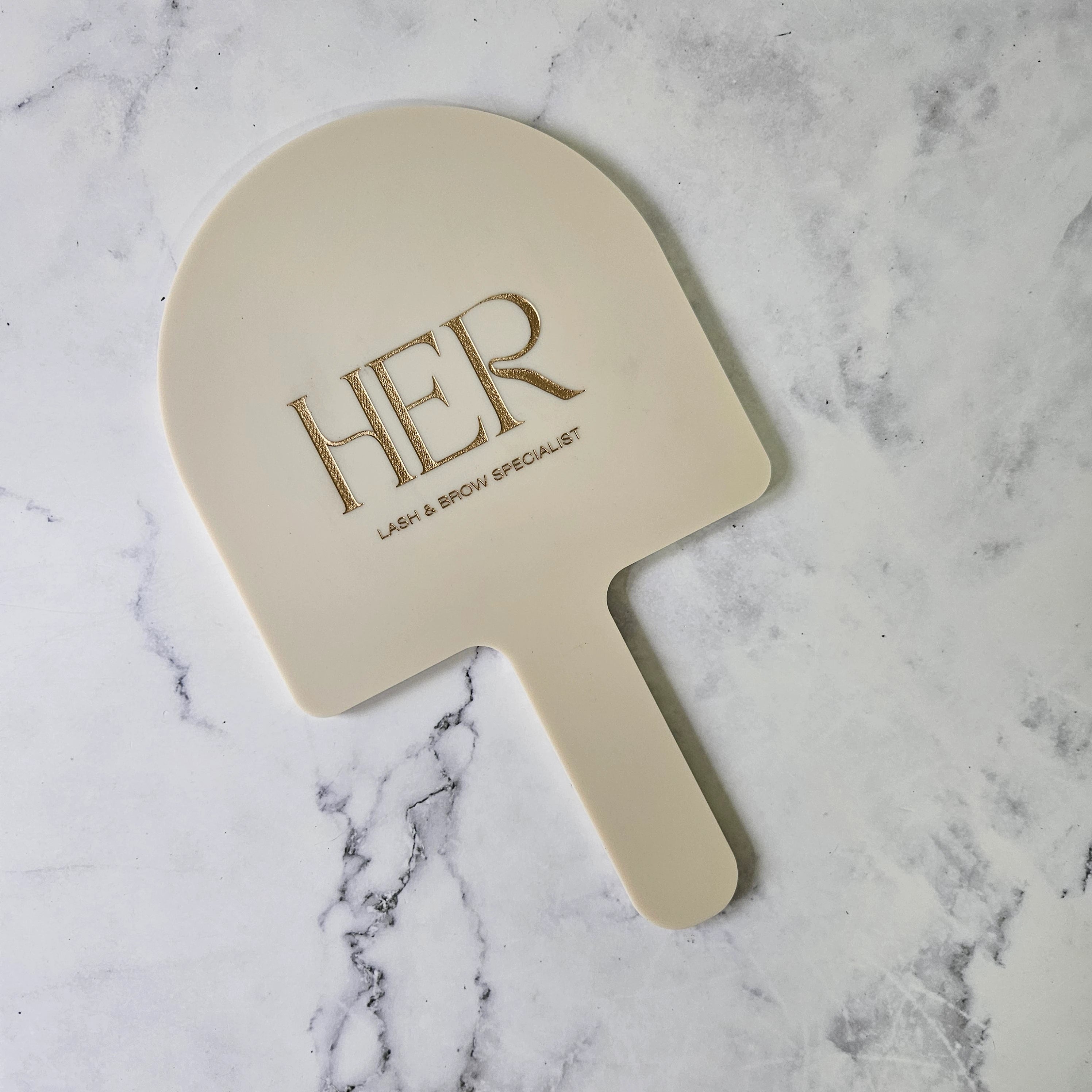 Beige Acrylic Arch Handheld Mirror