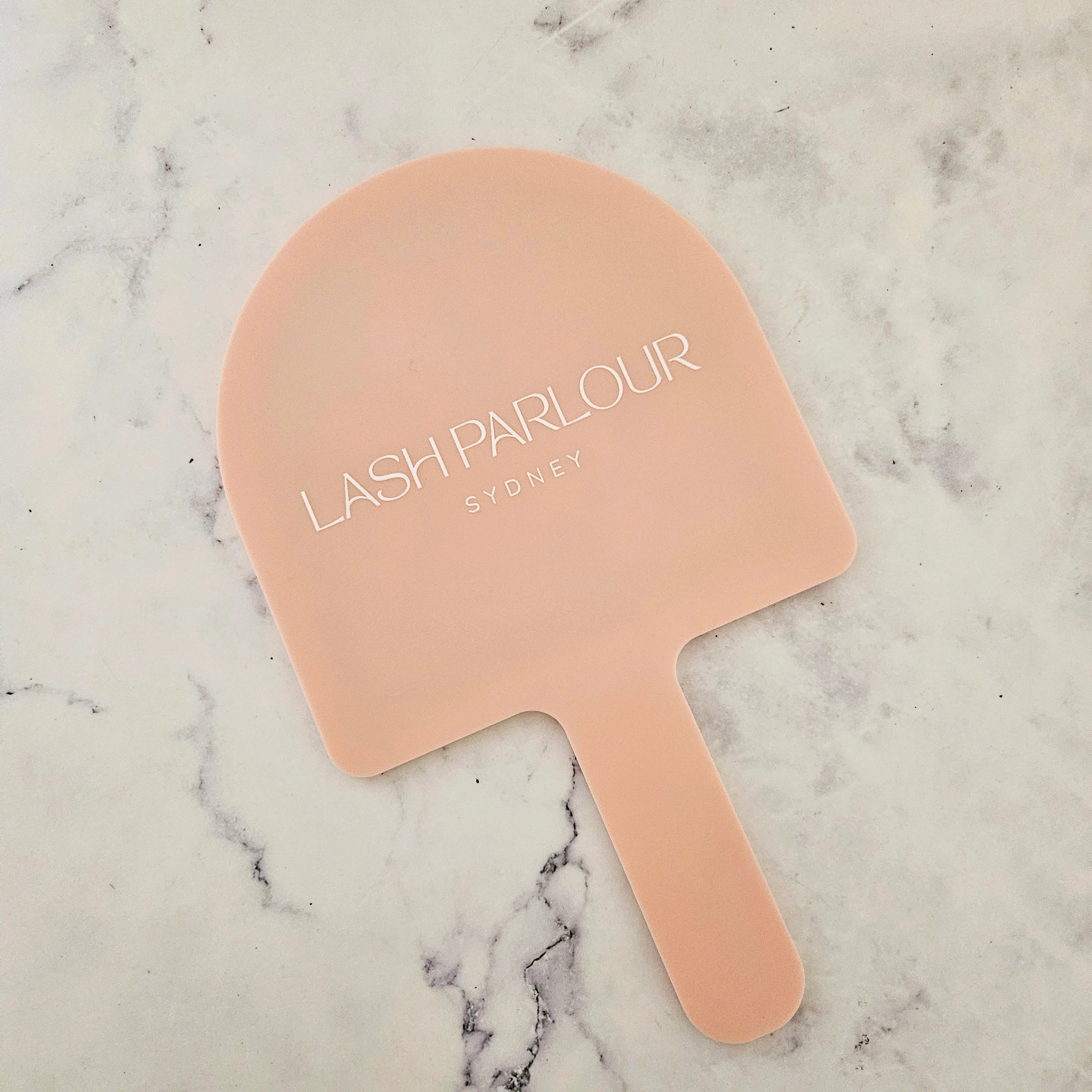 Soft Peach Acrylic Arch Handheld Mirror