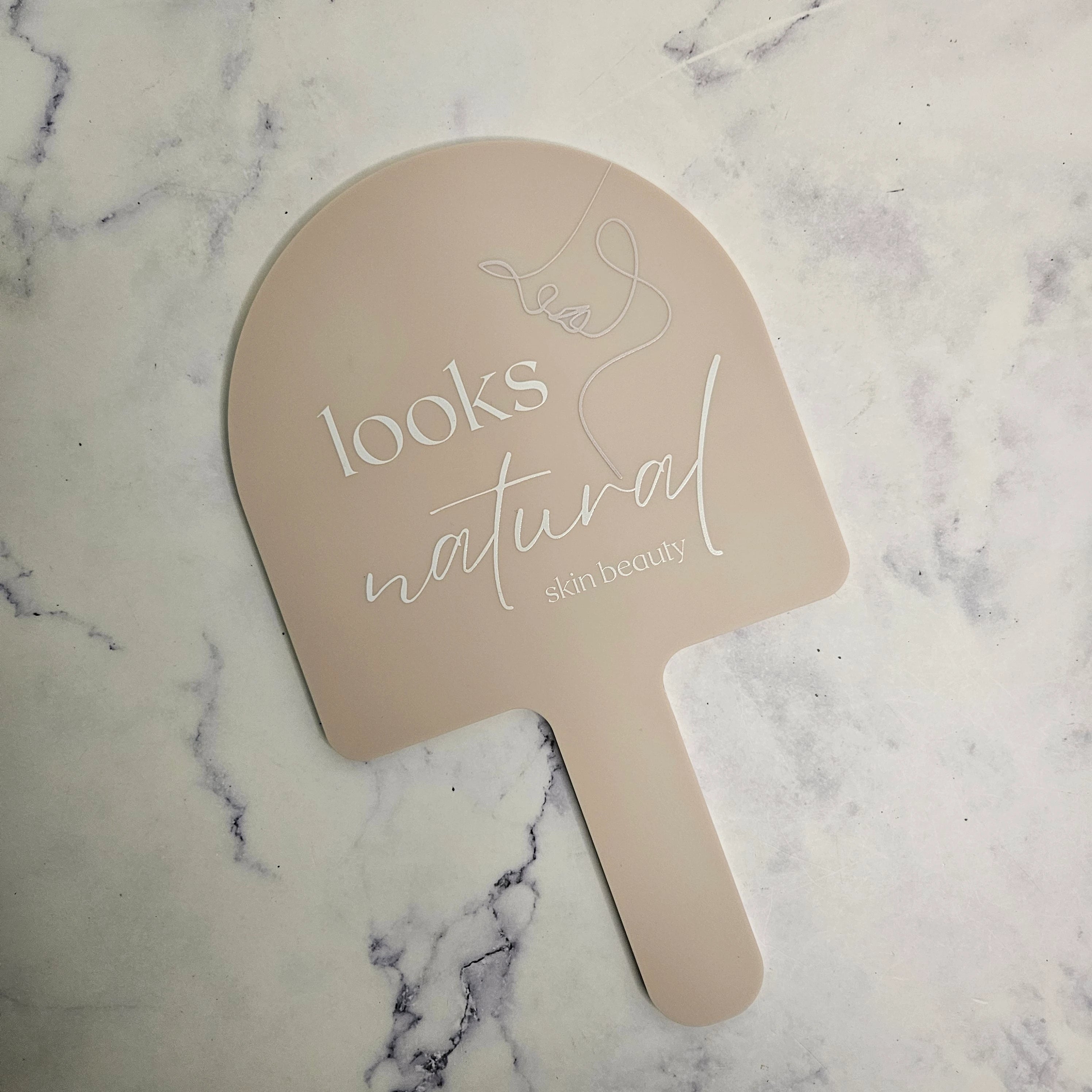 Almond Acrylic Arch Handheld Mirror