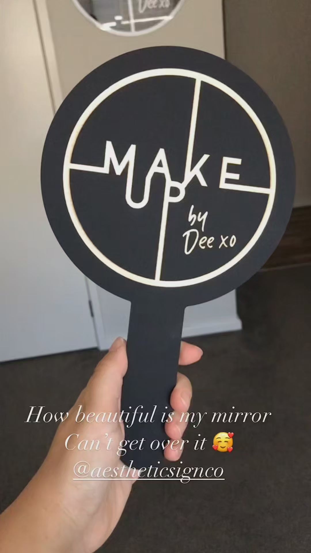 Custom Handheld Mirror (Black with Metallic Gold)