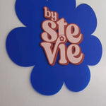 Business Sign (frosted blue with baby blush & red 3D letters)