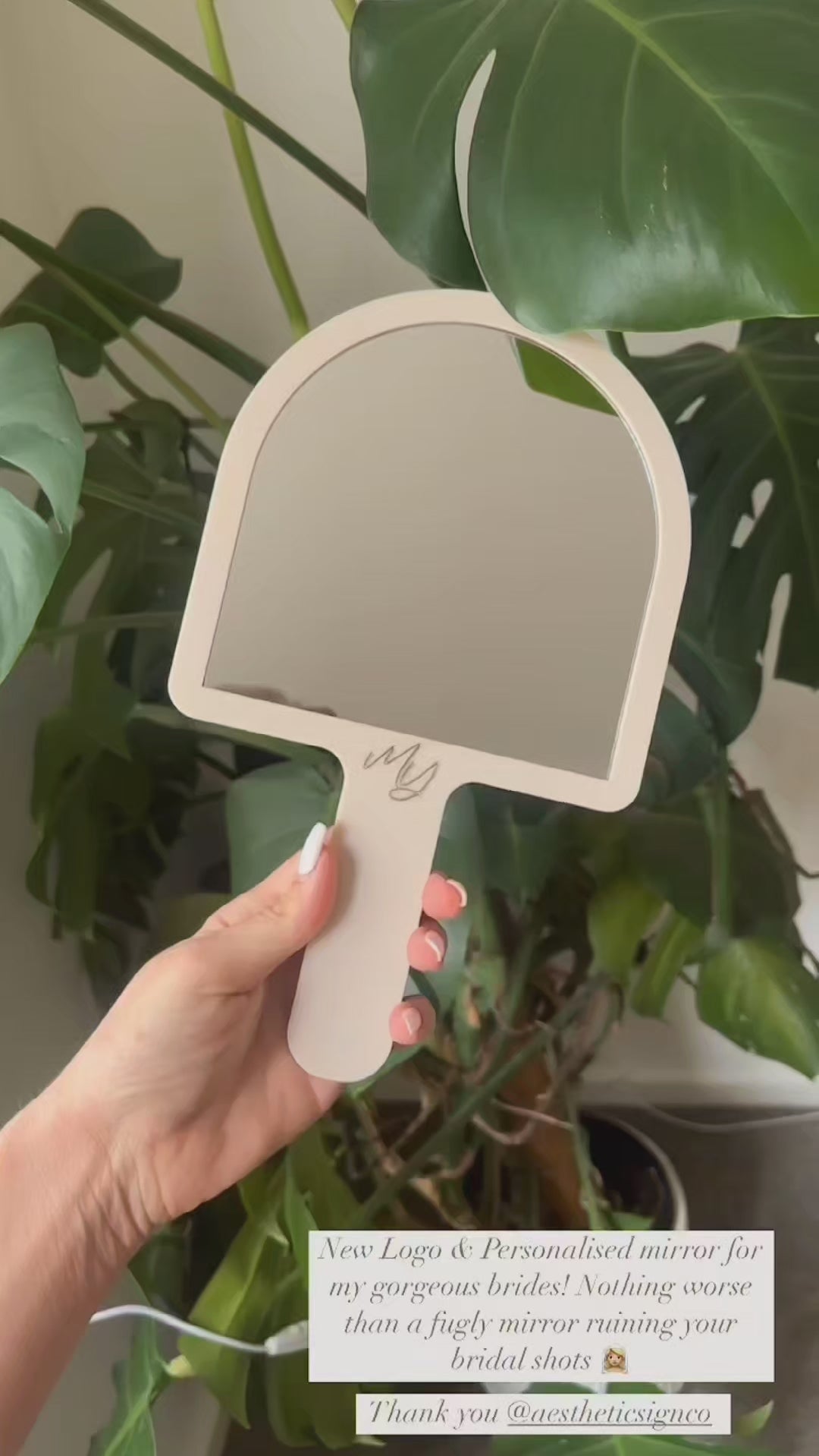 Custom Handheld Mirror (beige & gold)