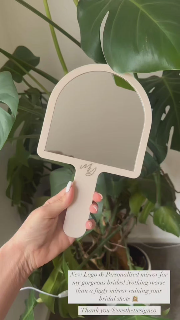 Custom Handheld Mirror (beige & gold)