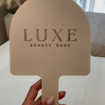 Custom Handheld Mirror (Beige & Gold)