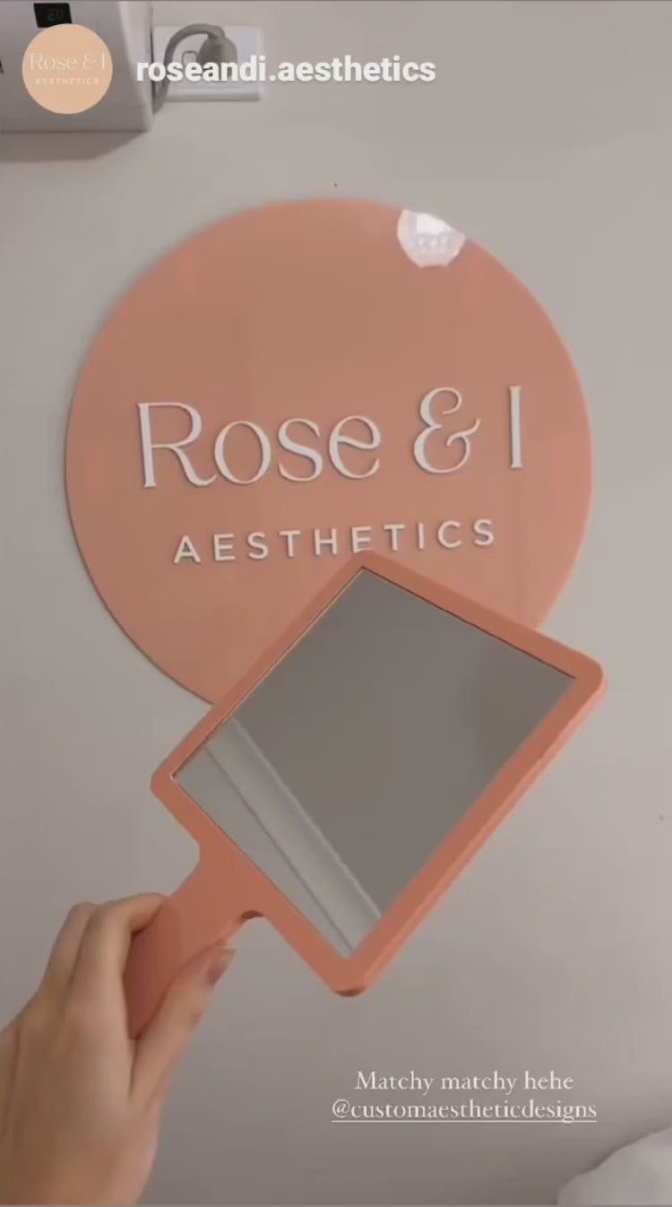 Square Handheld Mirror (Coral Peach)