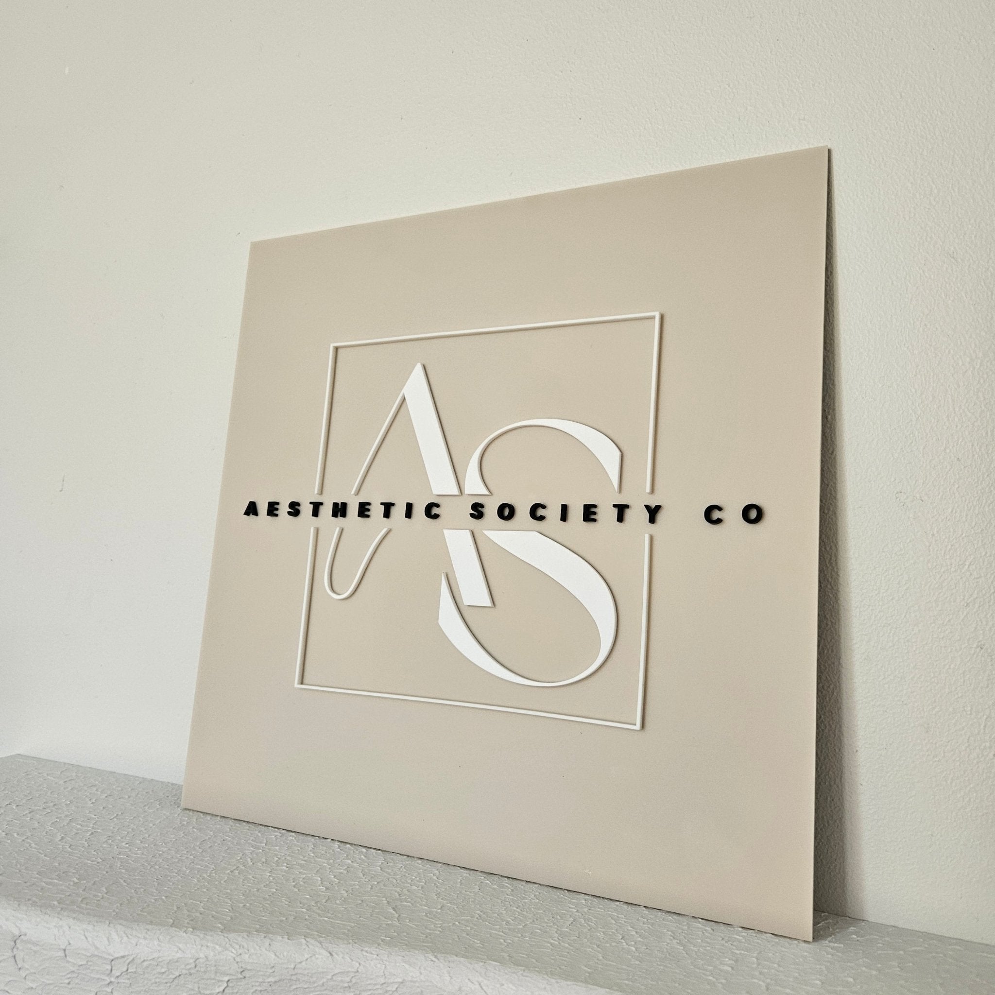 Beige Acrylic Business Sign