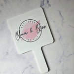 Square Handheld Mirror in White Acrylic & Custom Logo