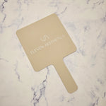 Square Handheld Mirror in Nude Acrylic & White Logo