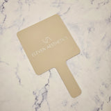 Square Handheld Mirror in Nude Acrylic & White Logo