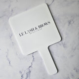 Square Handheld Mirror in White Acrylic