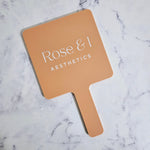 Square Handheld Mirror in Coral Peach Acrylic