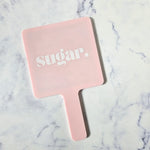 Square Handheld Mirror in Baby Blush Acrylic & White Logo