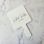 Square Handheld Mirror in White  Acrylic